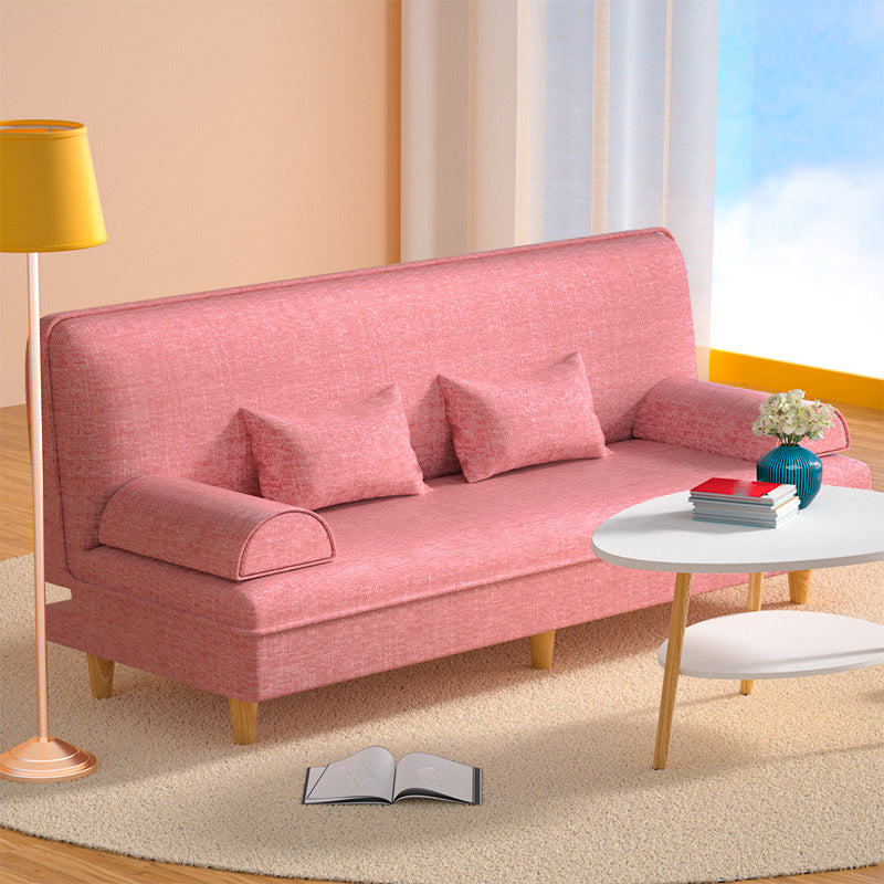 Modern Cotton-Blend/Faux Leather Convertible Sofa 33"H Armless Sofa for Living Room