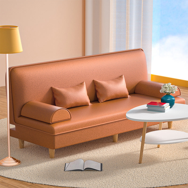 Modern Cotton-Blend/Faux Leather Convertible Sofa 33"H Armless Sofa for Living Room