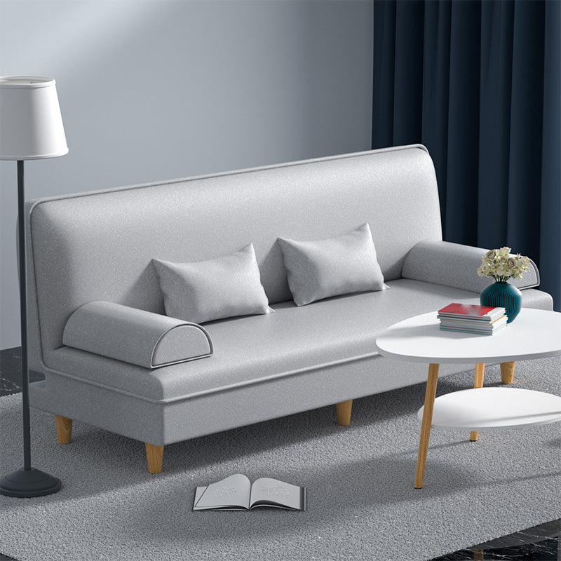 Modern Cotton-Blend/Faux Leather Convertible Sofa 33"H Armless Sofa for Living Room