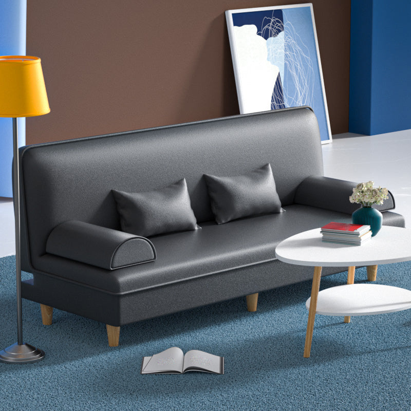 Modern Cotton-Blend/Faux Leather Convertible Sofa 33"H Armless Sofa for Living Room