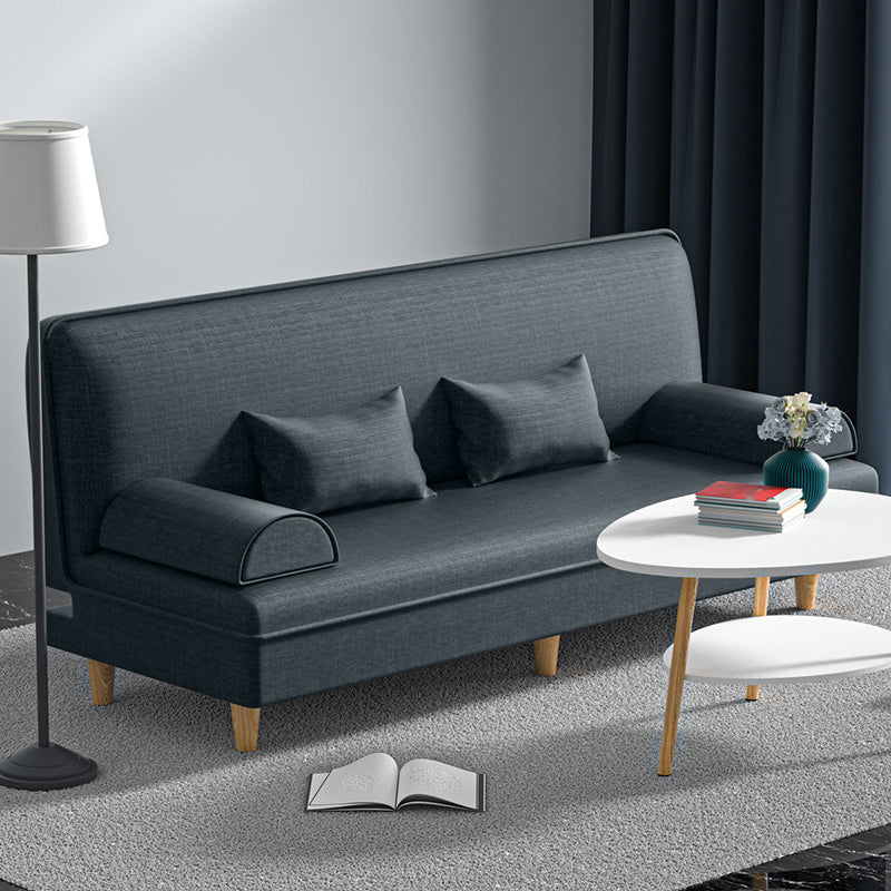 Modern Cotton-Blend/Faux Leather Convertible Sofa 33"H Armless Sofa for Living Room