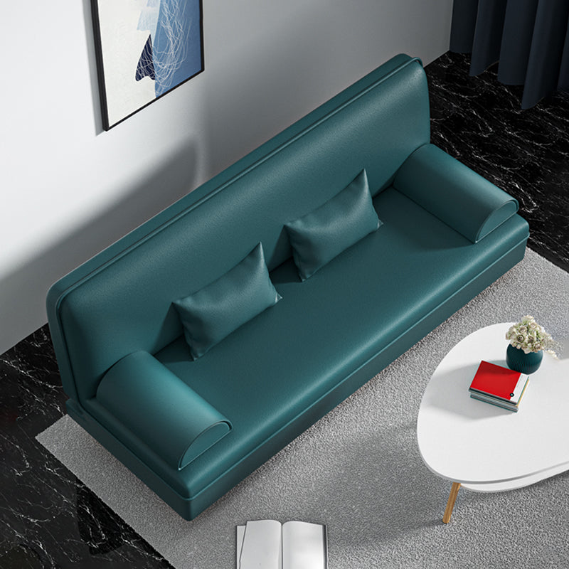 Modern Cotton-Blend/Faux Leather Convertible Sofa 33"H Armless Sofa for Living Room