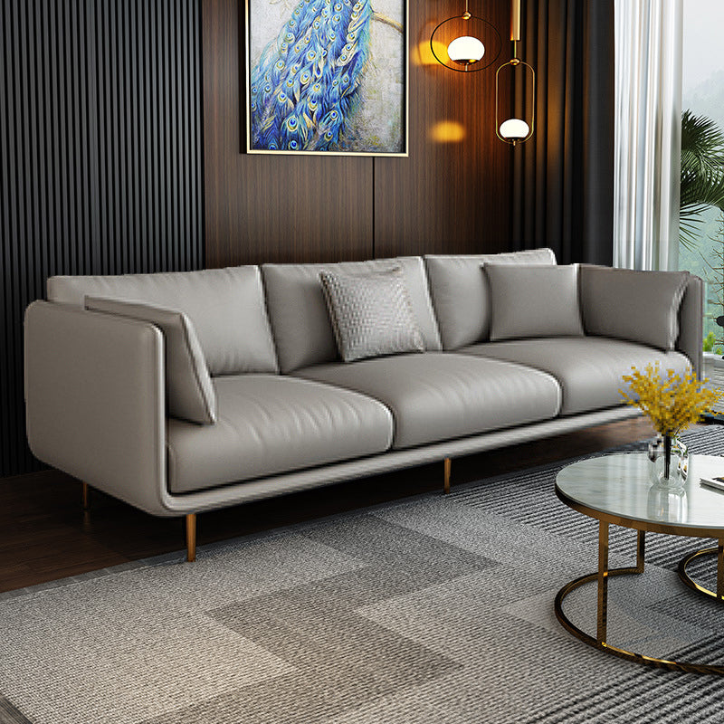 Contemporary Sofa with 3 Pillows Suare Arm Couch for Living Room