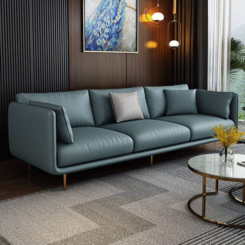 Contemporary Sofa with 3 Pillows Suare Arm Couch for Living Room
