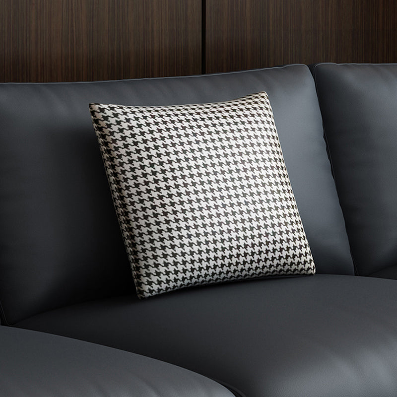 Contemporary Sofa with 3 Pillows Suare Arm Couch for Living Room