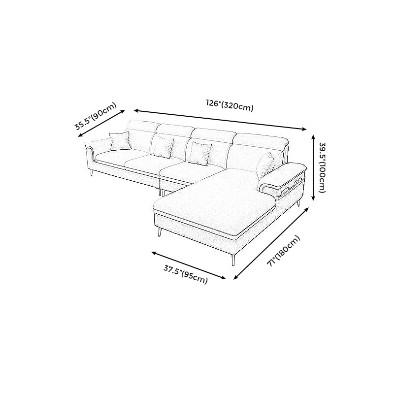 125.98" L Faux Leather Sectional Stain-Resistant Pillow Top Arm Sofa