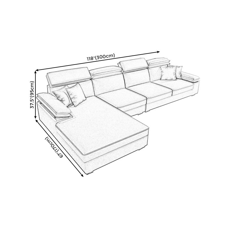 118.11"L x 66.93"W x 37.4"H Modern Fabric Sectional Cushion Back Sofa and Chaise