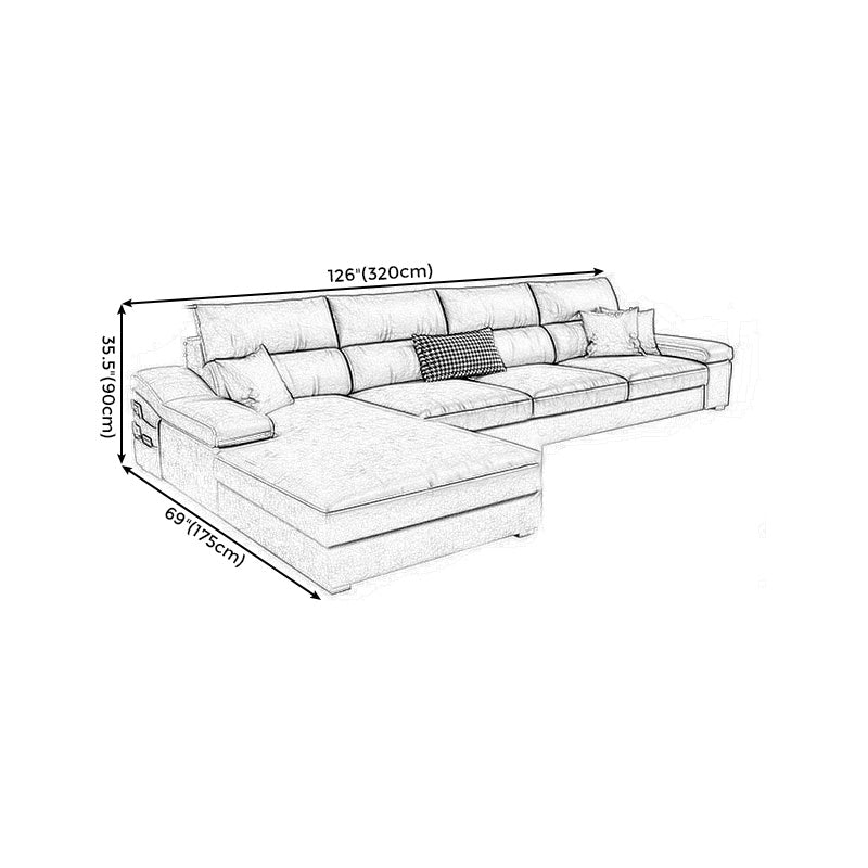125.98"L x 68.9"W x 35.43"H Modern 5-Seat Fabric Sofa Cushion Back Sectional with Storage