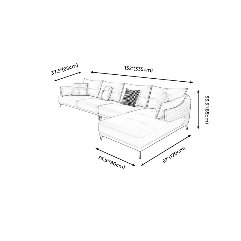 131.88" L x 66.92" W x 33.46" H Genuine Leather Sofa Pillow Top Arm Sectional