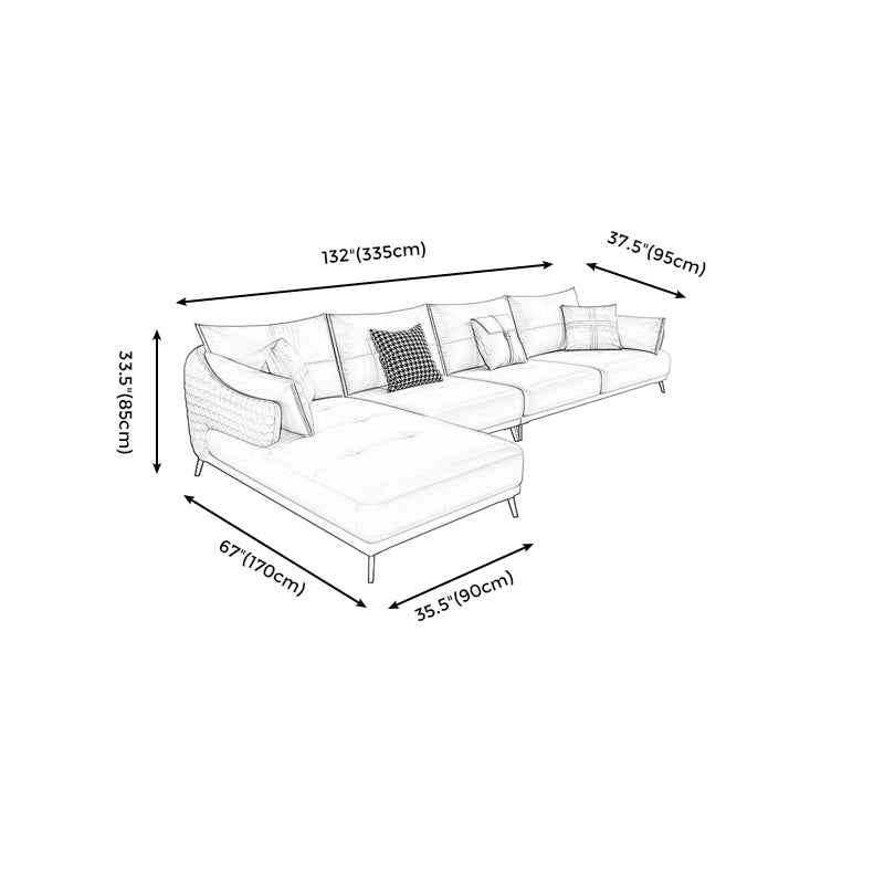 131.88" L x 66.92" W x 33.46" H Genuine Leather Sofa Pillow Top Arm Sectional