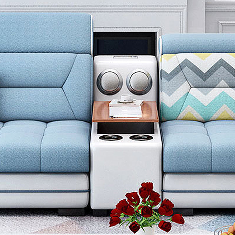 Faux Leather/Fabric Sectional Cushion Back Sofa and Chaise for Living Room