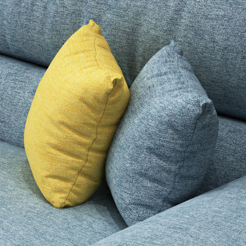 Contemporary Linen/Faux Leather Cushions Sectional Pillow Top Arm Sofa and Chaise