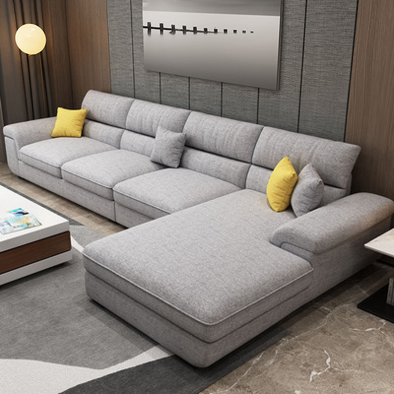 Contemporary L-Shape Modular Sectional Pillow Back Cushion Sofa and Chaise for Apartment