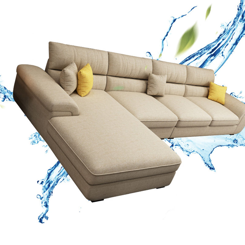 Contemporary L-Shape Modular Sectional Pillow Back Cushion Sofa and Chaise for Apartment