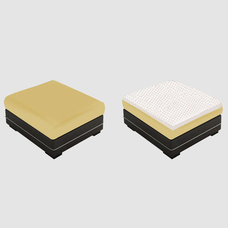 Contemporary Reversible Sectional Linen/Faux Leather Sofa with Ottoman for Four People