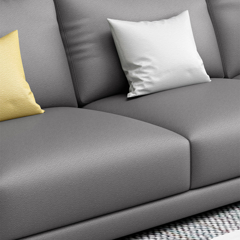 Contemporary Right Hand Facing Sectional Faux Leather Corner Sofa with Ottoman