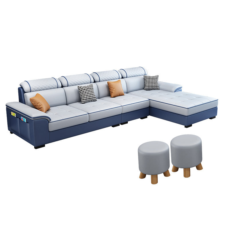 Faux Leather/Fabric Sectionals Pillow Top Arm Sofa with Reversible Chaise