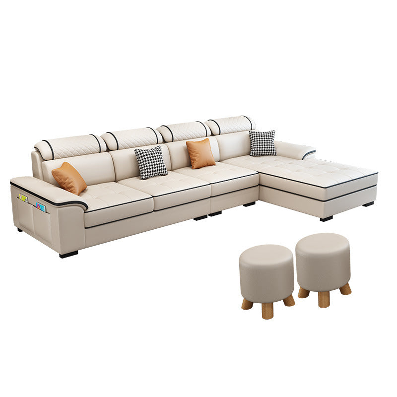 Faux Leather/Fabric Sectionals Pillow Top Arm Sofa with Reversible Chaise