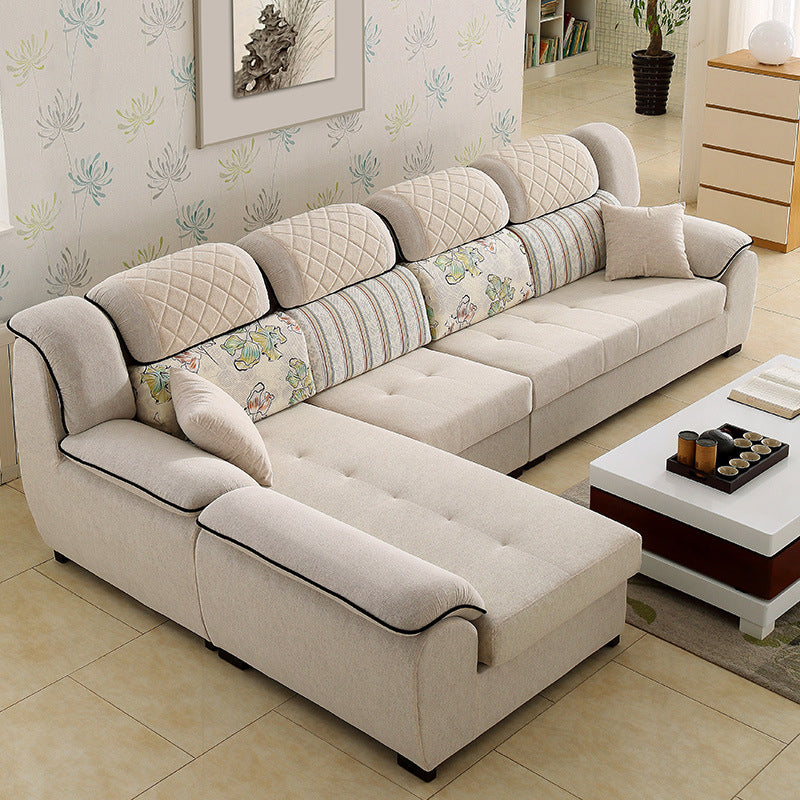 Contemporary Left Hand Facing Sectional 4-Seater Sofa with Pillow Back Cushions