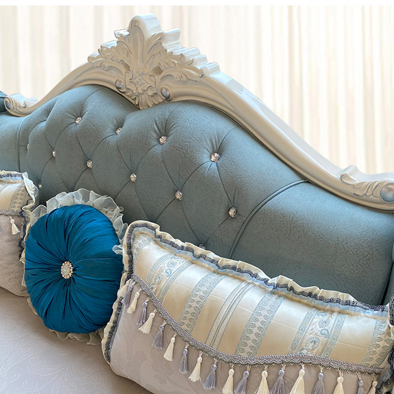 133.86"L x 74.8"W x 47.24"H Glam 5-Seat Cushion Back Sectional Rolled Arm Sofa and Chaise