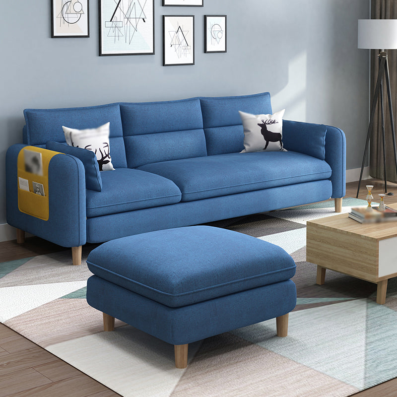 Linen Blend High Back Sofa Square Arm Slipcovered Sectional with Storag