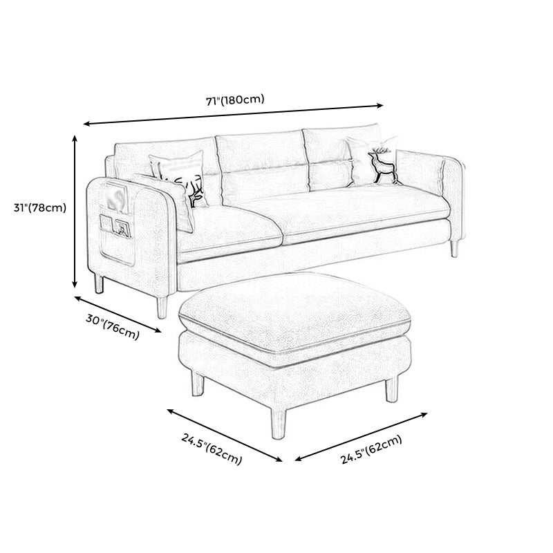 Linen Blend High Back Sofa Square Arm Slipcovered Sectional with Storag