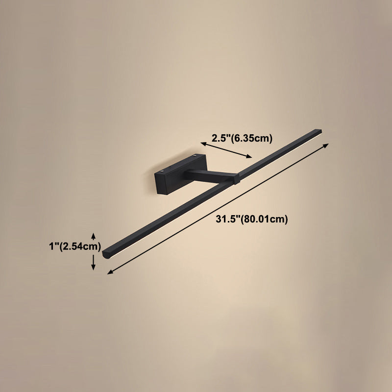 Metal Linear Shape Mirror Wall Light Modern 1-Light Mirror Wall Mount Light in Black