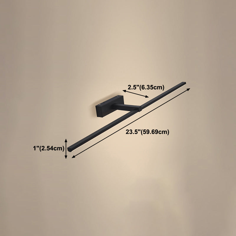Metal Linear Shape Mirror Wall Light Modern 1-Light Mirror Wall Mount Light in Black