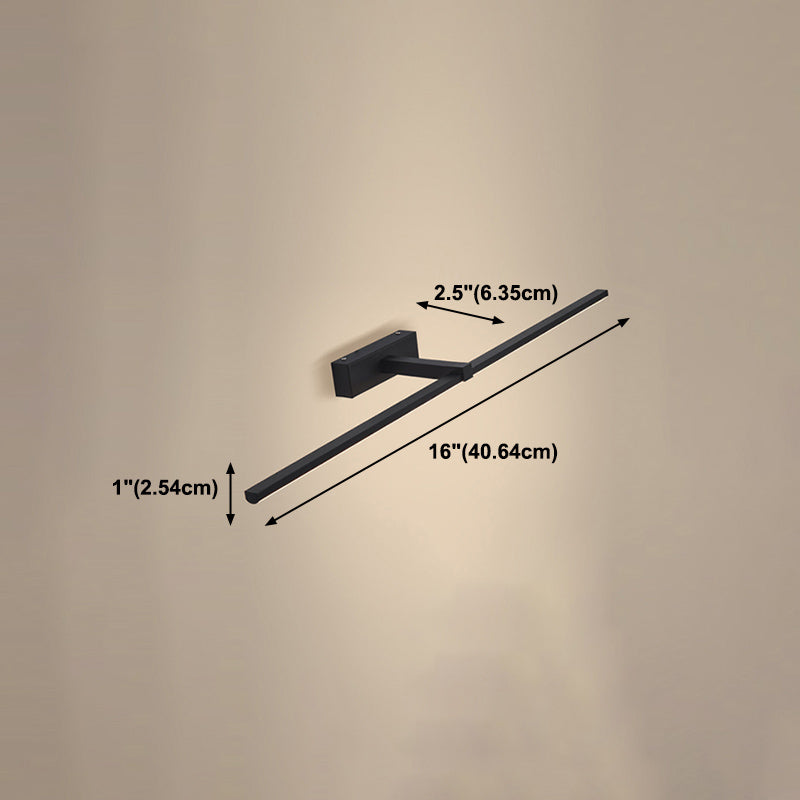 Metal Linear Shape Mirror Wall Light Modern 1-Light Mirror Wall Mount Light in Black