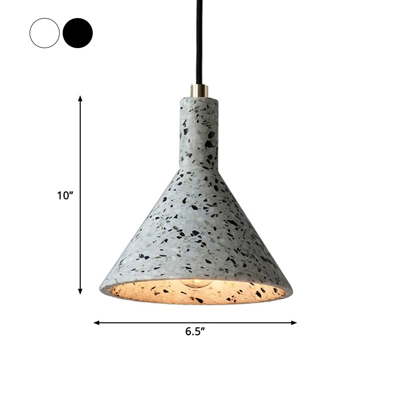 Terrazzo Black/White Pendant Light Fixture Conical 1 Bulb Nordic Hanging Lamp Kit over Table