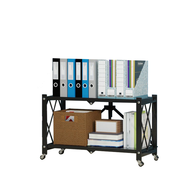 Foldable Bookshelf Scandinavian Style Bookcase for Home Office with Casters