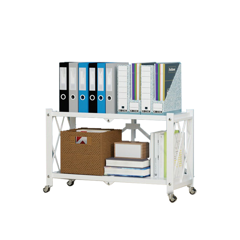 Foldable Bookshelf Scandinavian Style Bookcase for Home Office with Casters