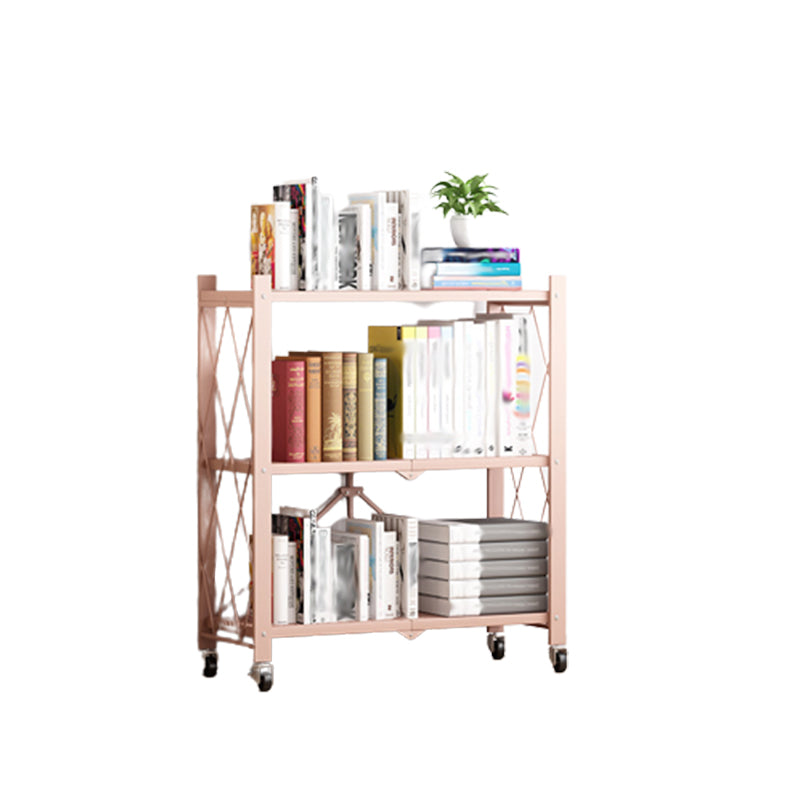 Foldable Bookshelf Scandinavian Style Bookcase for Home Office with Casters