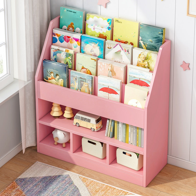 Manufactured Wood Ladder Bookshelf Scandinavian Vertical Closed Back Bookcase