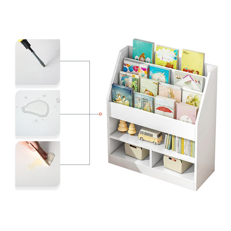 Manufactured Wood Ladder Bookshelf Scandinavian Vertical Closed Back Bookcase