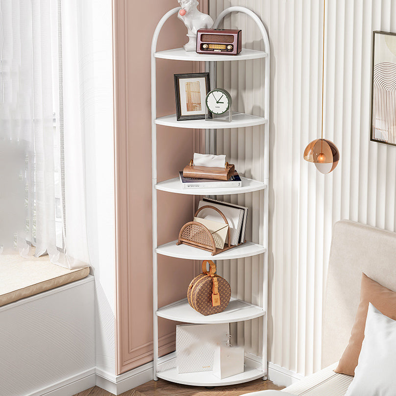 Scandinavian Open Corner Bookshelf with Iron Frame Manufactured Wood Bookcase