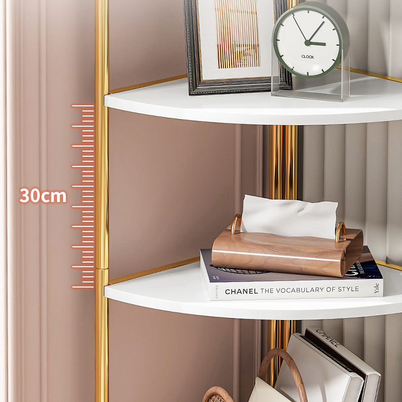 Scandinavian Open Corner Bookshelf with Iron Frame Manufactured Wood Bookcase