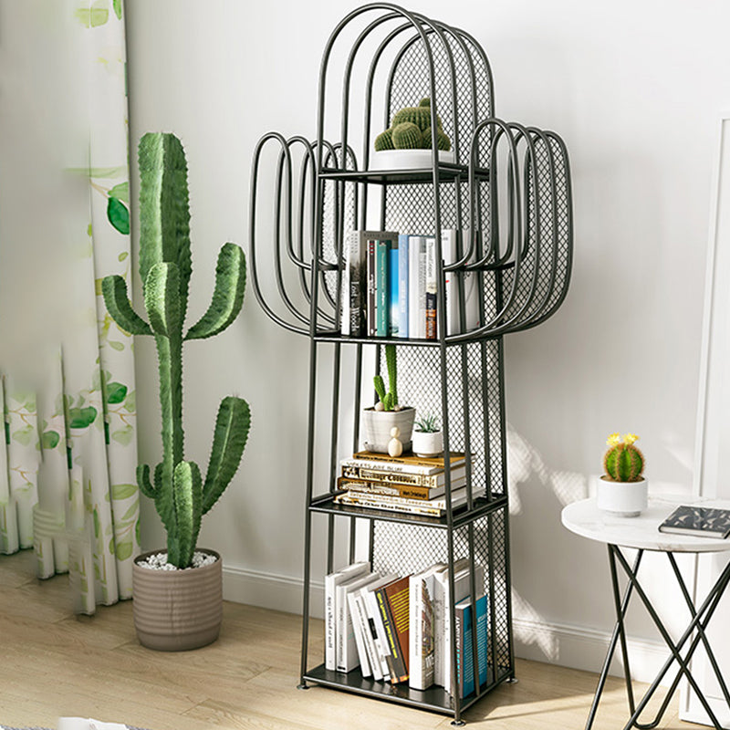 Glam Style Metal Bookshelf 4-shelf Closed Back Bookcase for Home