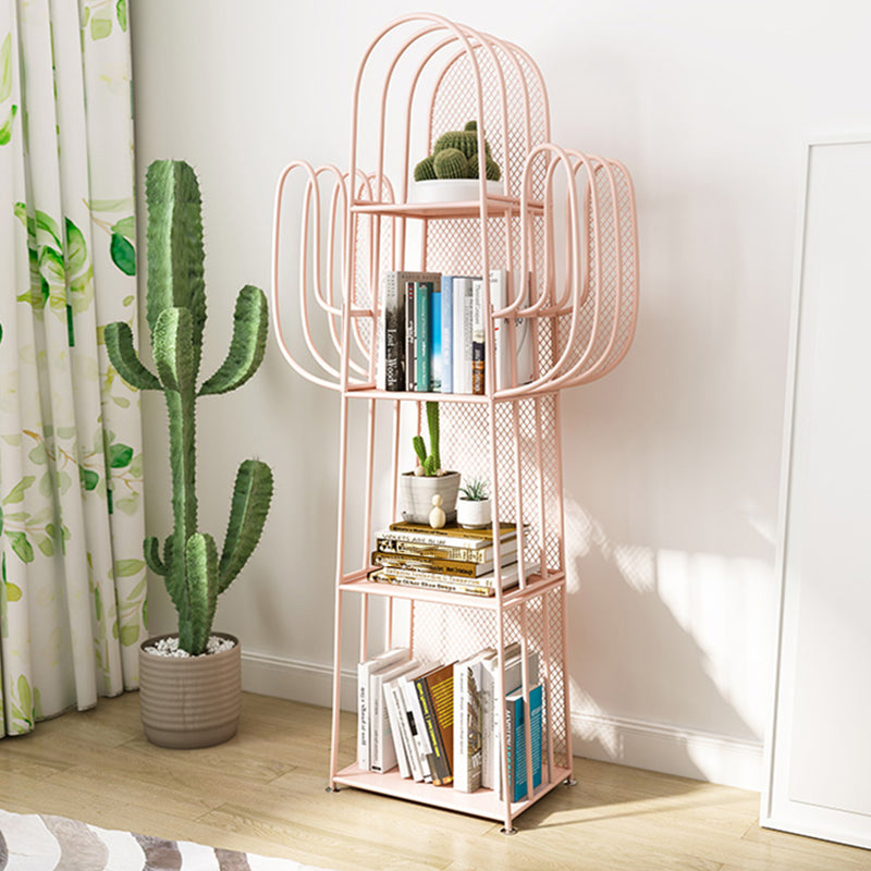 Glam Style Metal Bookshelf 4-shelf Closed Back Bookcase for Home