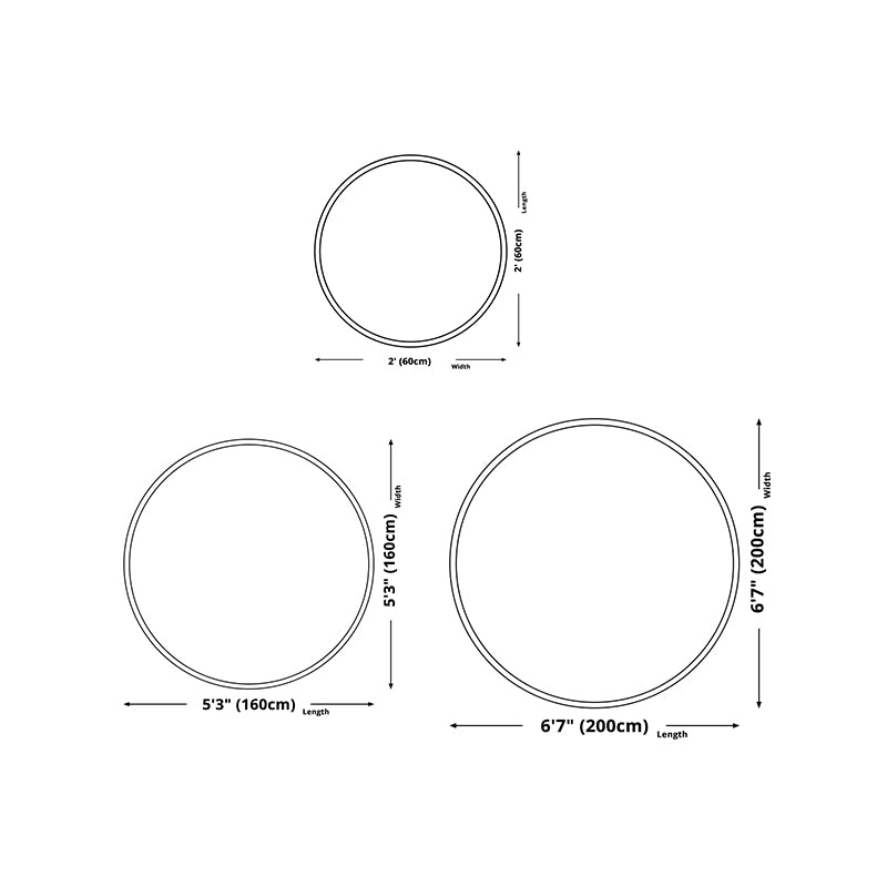 Circular Solid Color Area Rug Polyester Easy Care Carpet for Living Room