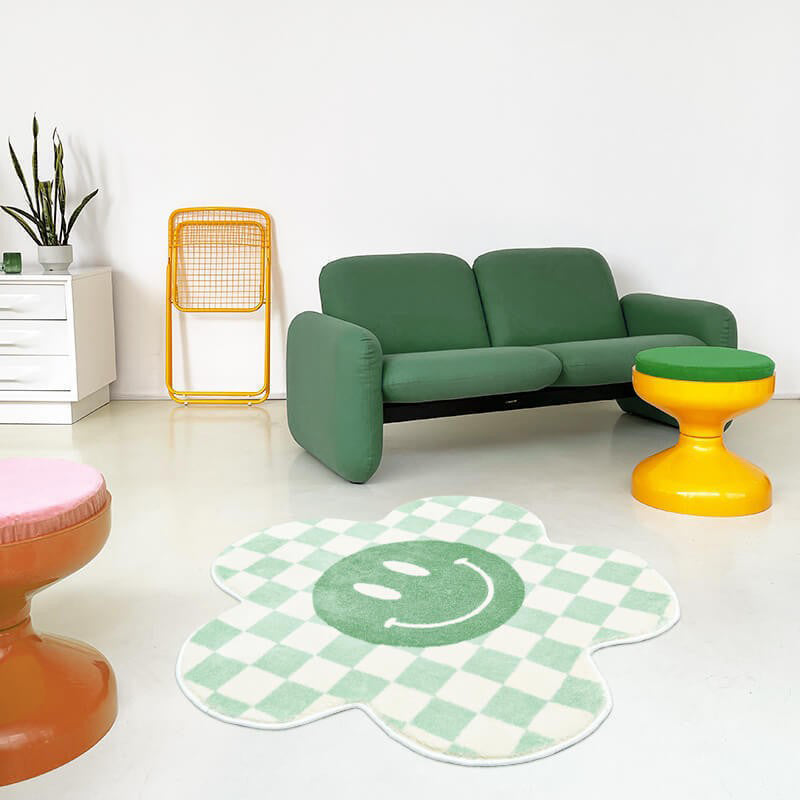 Novelty Flower Shape Rug Lattice Area Rug Polyester Easy Care Carpet for Living Room