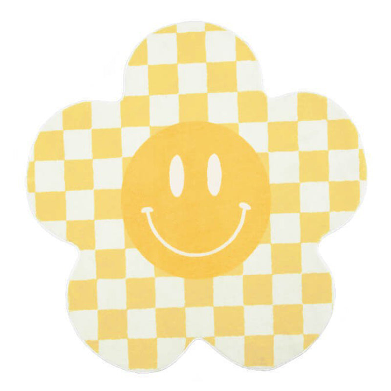 Novelty Flower Shape Rug Lattice Area Rug Polyester Easy Care Carpet for Living Room