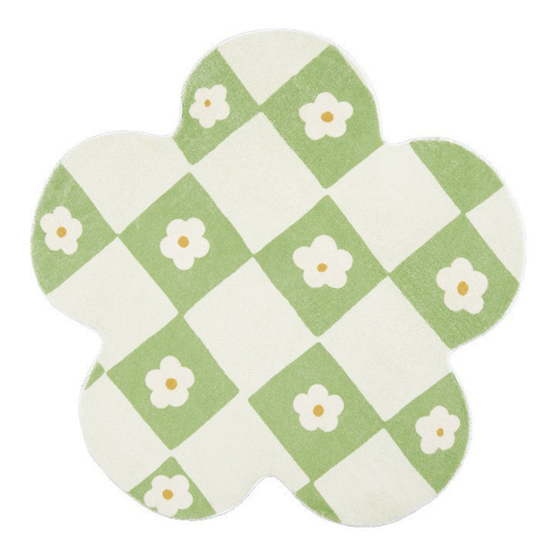 Novelty Flower Shape Rug Lattice Area Rug Polyester Easy Care Carpet for Living Room