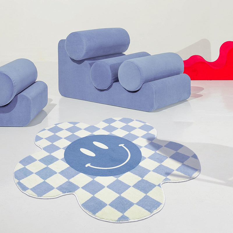 Novelty Flower Shape Rug Lattice Area Rug Polyester Easy Care Carpet for Living Room