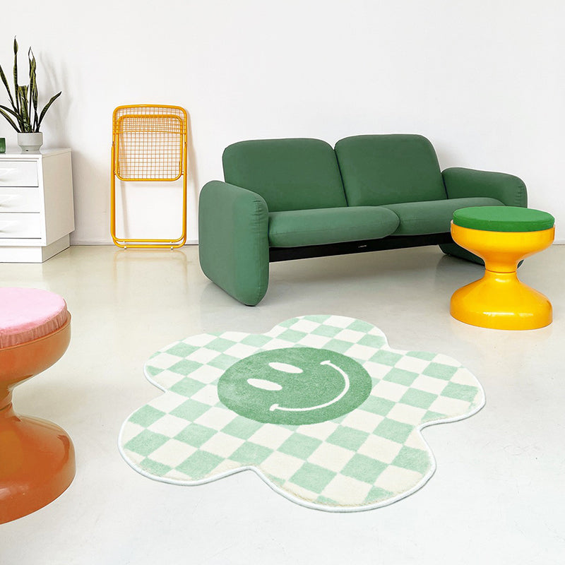 Novelty Flower Shape Rug Lattice Area Rug Polyester Easy Care Carpet for Living Room
