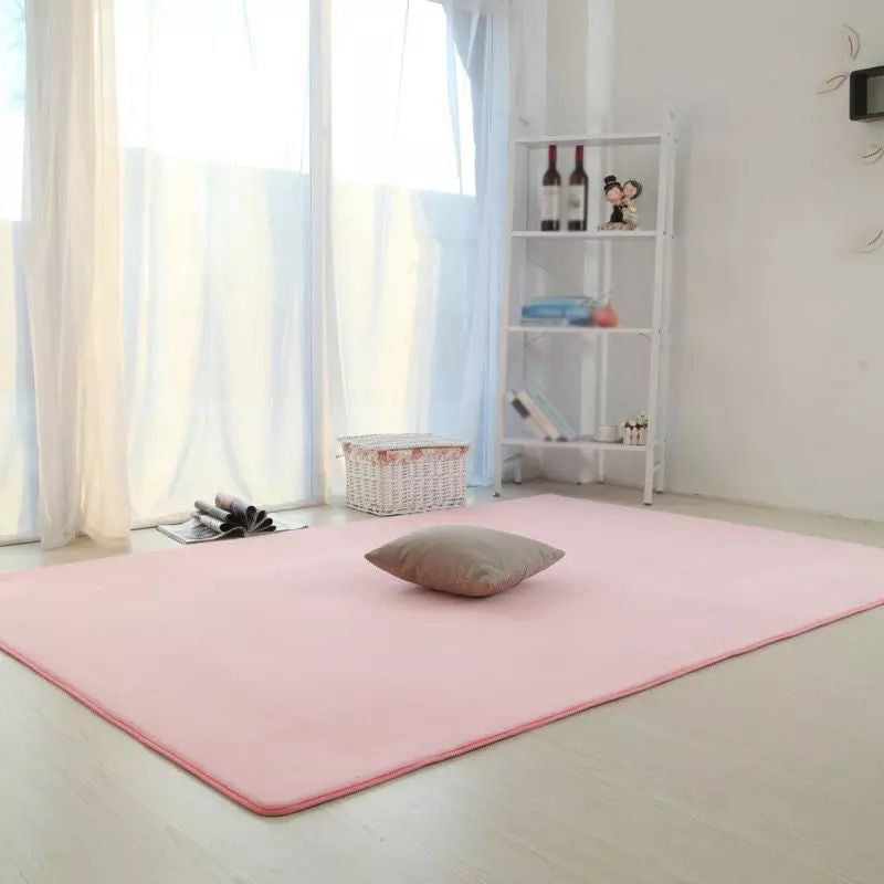Solid Color Living Room Rug Carpet Polyester Washable Area Rug