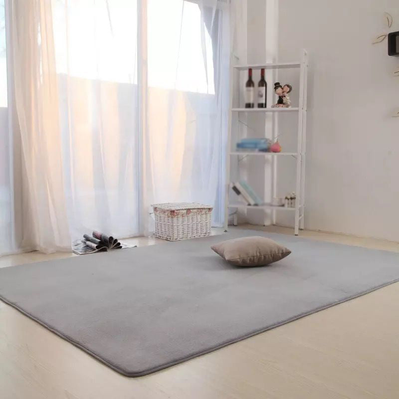 Solid Color Living Room Rug Carpet Polyester Washable Area Rug