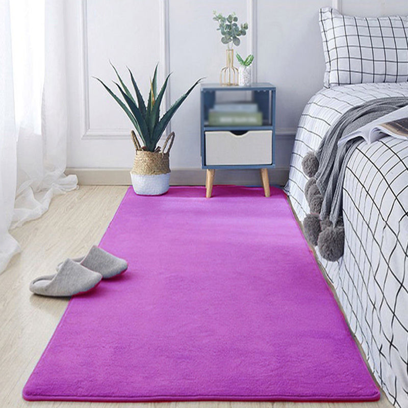 Solid Color Living Room Rug Carpet Polyester Washable Area Rug