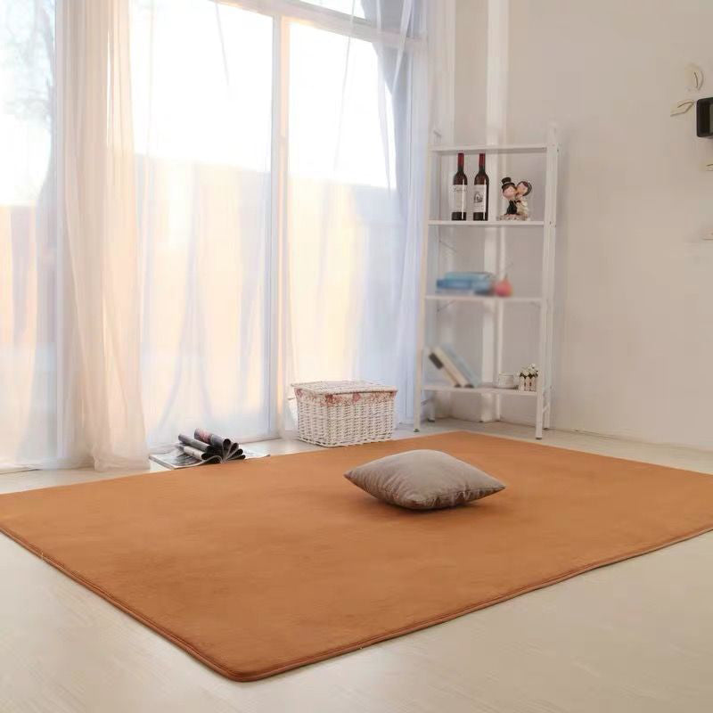 Solid Color Living Room Rug Carpet Polyester Washable Area Rug