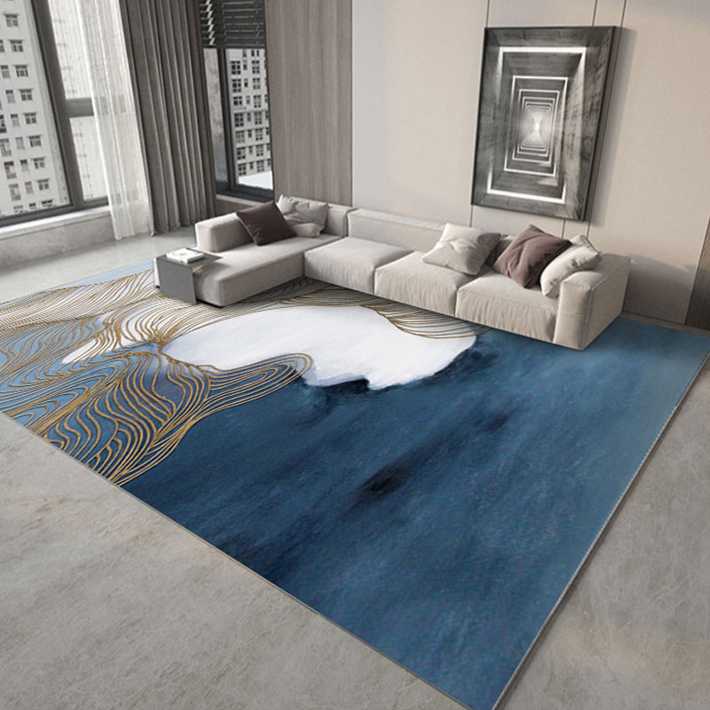 Abstract Living Room Rug Industrial Style Carpet Polyester Washable Area Rug